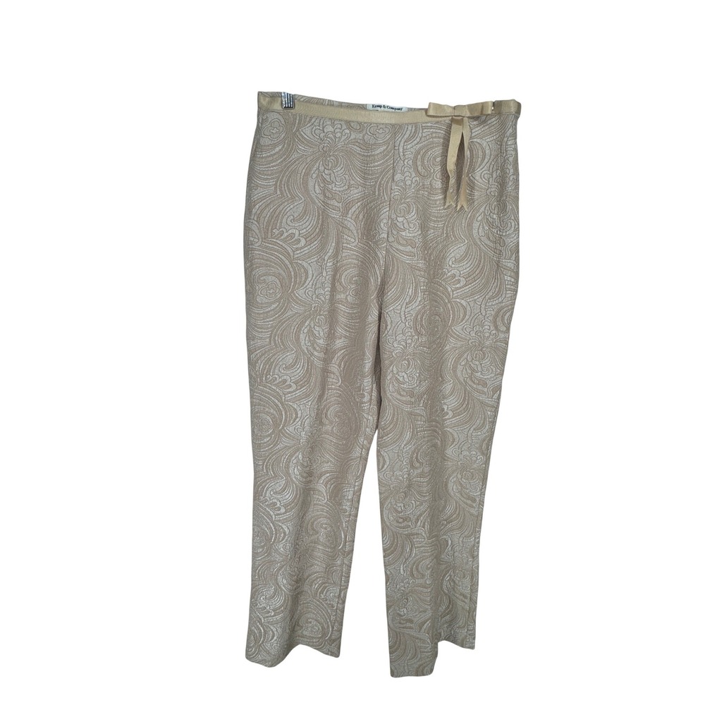 Vintage Womens Jacquard‎ Ribbon Bow Paisley Pants Size 30 Straight Leg Coquette